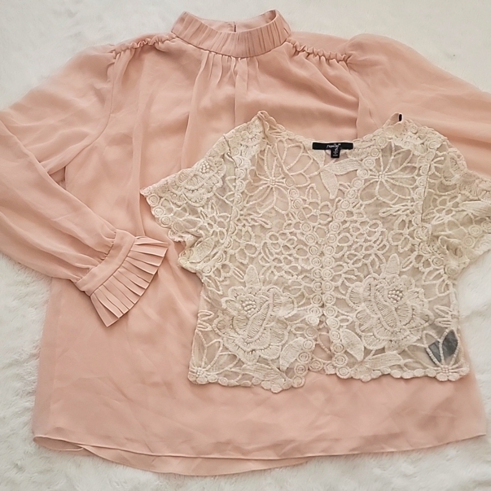Calvin Klein Long Sleeve Blouse And Lace Top